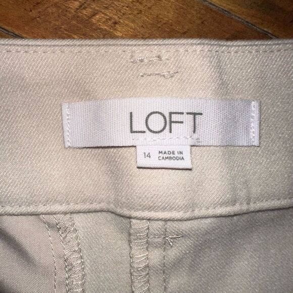 LOFT Cream Wide Leg Pants - Picture 2 of 3